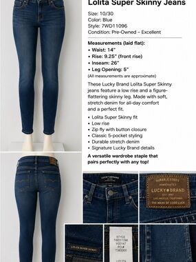 Lucky Brand Lolita Super Skinny Jeans - Dark Blue Wash Size 10/30
